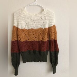 Colorblock Sweater (Gold, Maroon, and Green)